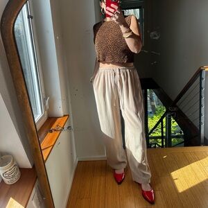Vintage Oatmeal Silk Pants L
